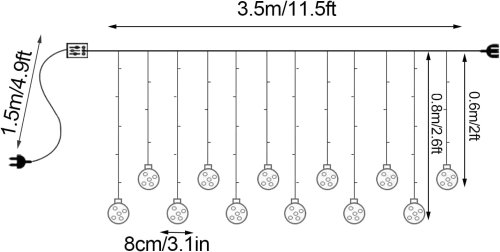 Світлодіодна гірлянда-штора RD-071 «кулька в кульці», тепле біле світло