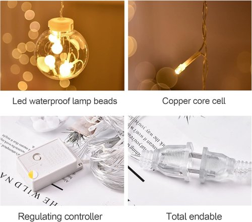 Світлодіодна гірлянда-штора RD-071 «кулька в кульці», тепле біле світло