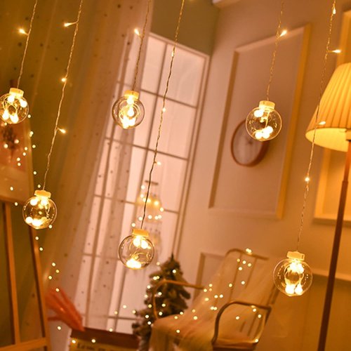 Світлодіодна гірлянда-штора RD-071 «кулька в кульці», тепле біле світло