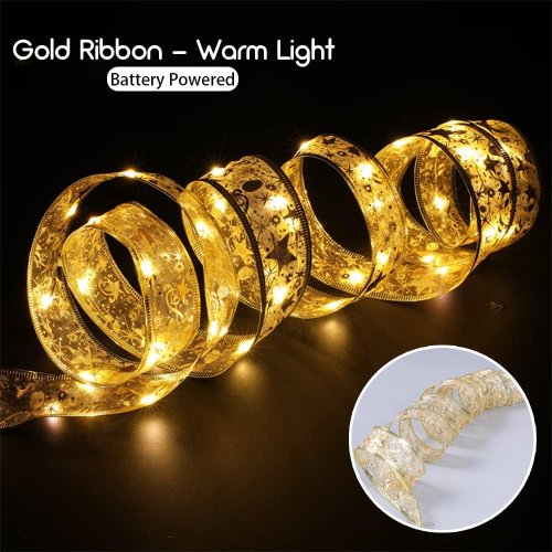 Гірлянда LED-стрічка на ялинку 10 м на батарейках, тепле біле світло