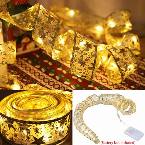 Гірлянда LED-стрічка на ялинку 10 м на батарейках, тепле біле світло