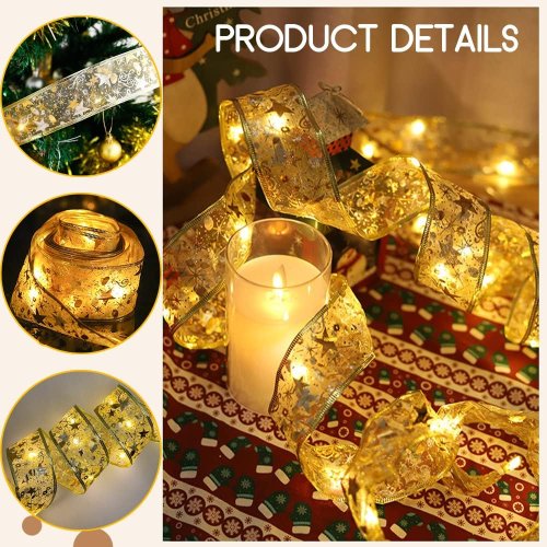 Гірлянда LED-стрічка на ялинку 10 м на батарейках, тепле біле світло