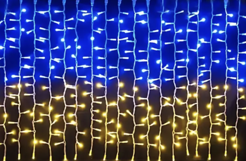 Гірлянда-штора SFK-09 «Прапор України» USB з пультом, 2×2 м