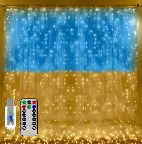 Гірлянда-штора SFK-09 «Прапор України» USB з пультом, 2×2 м