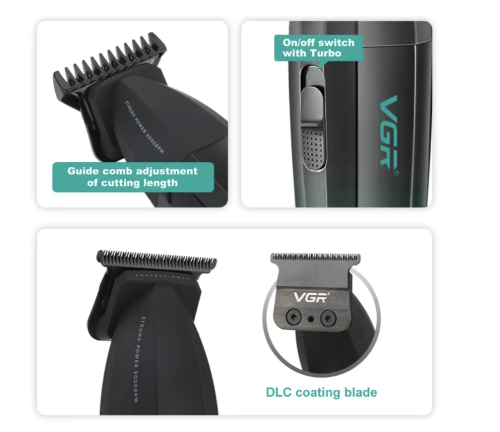 Професійний тример VGR V-906 з T-подібним ножовим блоком і потужним мотором для стрижки