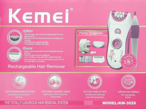 Електроепілятор Kemei KM-3066 6-в-1: епіляція та гоління