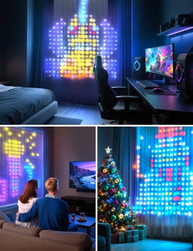 Smart LED гірлянда-штора SFK-07 для дому з додатком, 20 ниток × 20 LED, святкова