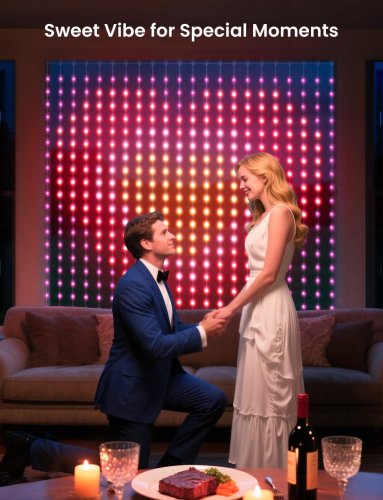 Smart LED-гірлянда-штора SFK-08 з додатком, 20 ниток × 20 LED, святкова для дому