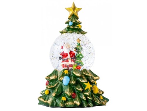 LED новорічний світильник-декор «Ялинка» XHF-8001 зі снігом, музикою та підсвічуванням