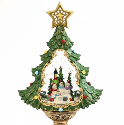 Святковий LED-світильник ялинка XHF-8002 з ефектом падаючого снігу та музикою