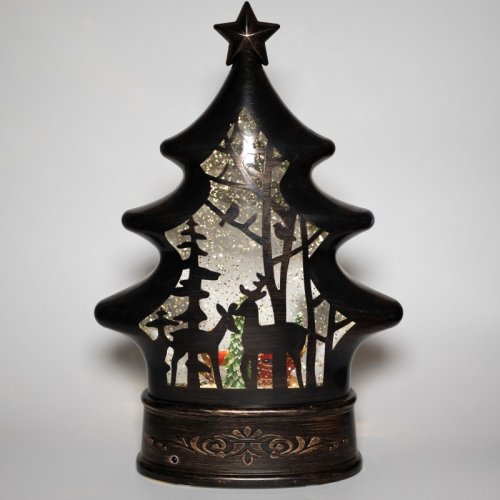 Декоративний світильник-ліхтар «Ялинка» з Дідом Морозом, USB-живлення