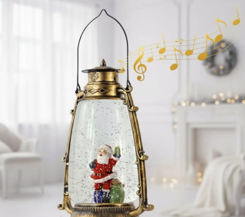 Новорічний LED-ліхтар-декор XHF-8004 зі снігопадом і музикою, світильник «Сніжний світ»
