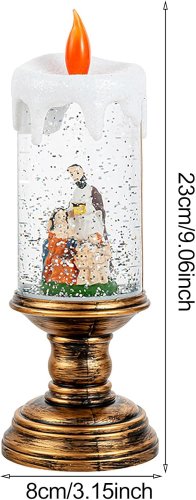 Новорічний LED-світильник-декор HC-G032 «Свічка» зі снігопадом і музикою