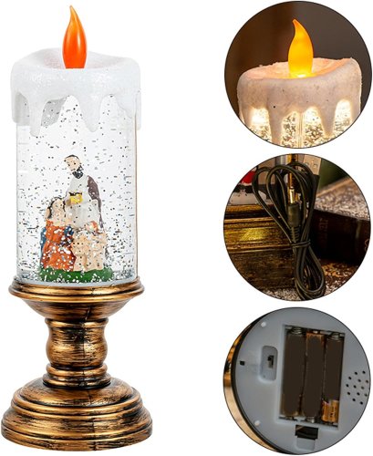 Новорічний LED-світильник-декор HC-G032 «Свічка» зі снігопадом і музикою