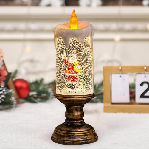 Новорічний LED-світильник-декор HC-G032 «Свічка» зі снігопадом і музикою