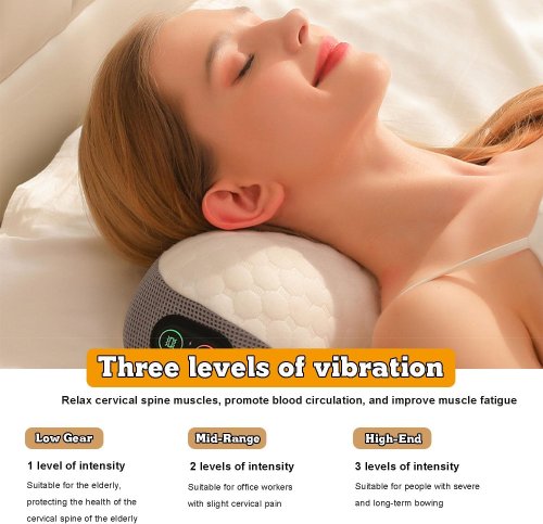 Масажна подушка для шиї Pillow 5561 з підігрівом для сну та підтримки шийного відділу