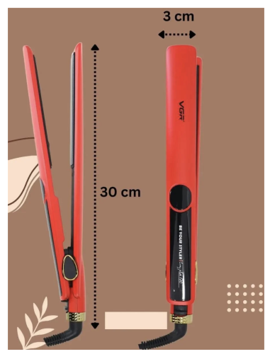 Щипці-випрямляч VGR V-518 з LED-дисплеєм, турмалінові пластини V-51