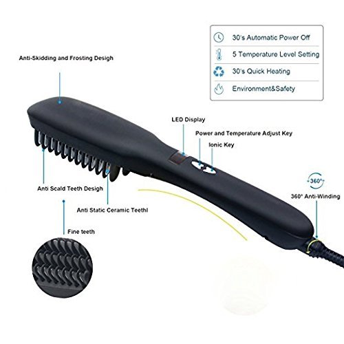 Гребінець-випрямляч 2в1 PTC Heating: стайлер-щітка для волосся з іонізацією