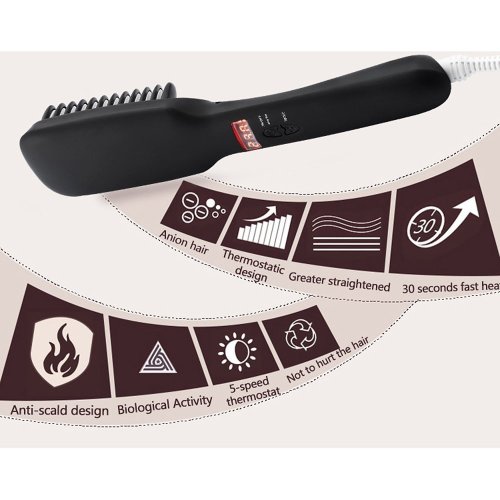 Гребінець-випрямляч 2в1 PTC Heating: стайлер-щітка для волосся з іонізацією