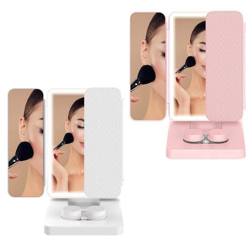 Дзеркало косметичне CY113 потрійне з LED-підсвічуванням та відсіком для лінз