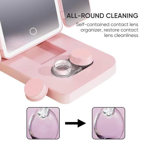 Дзеркало косметичне CY113 потрійне з LED-підсвічуванням та відсіком для лінз