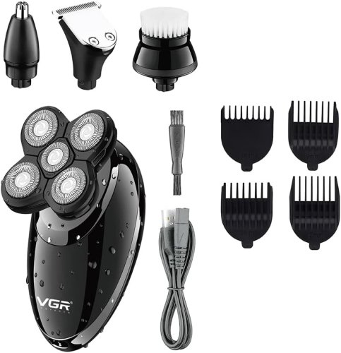 Водонепроникна бездротова електробритва VGR V-302 з набором насадок