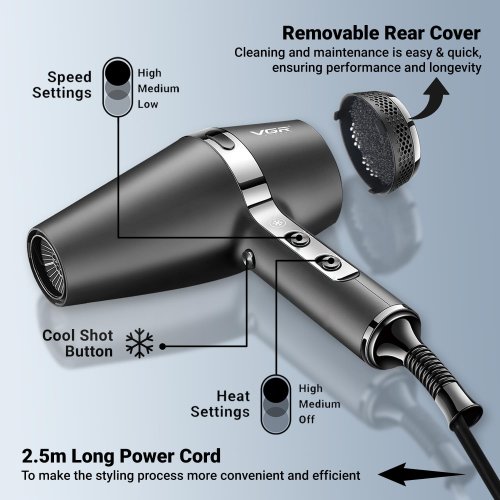 Професійний фен VGR V-451 для сушіння та укладання волосся з іонізацією