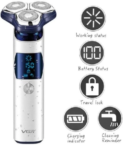 Електробритва VGR V-328 для чоловіків — роторний шейвер з LED-дисплеєм