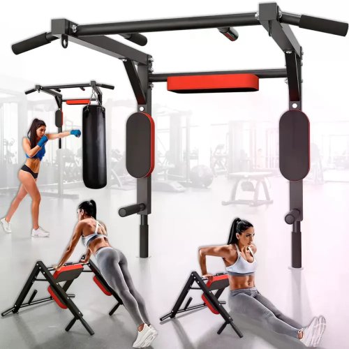 Настінний турнік 3-в-1 для дому: підтягування, віджимання, прес (спина, руки, живіт)