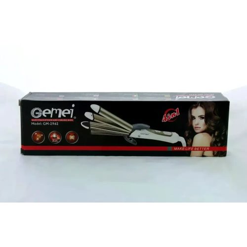 Щипці 4в1 GEMEI GM-2962 T200: плойка, випрямляч, гофре й прикореневе гофре, кераміка