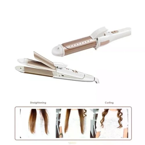 Плойка-праска 2в1 GEMEI GM-2961: випрямляч і щипці, кераміка, шнур 360°