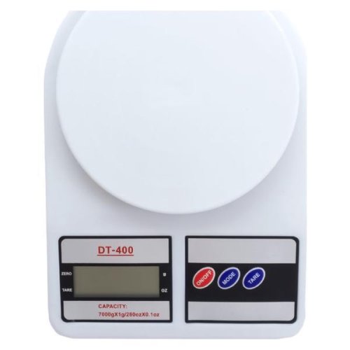 Кухонні електронні ваги DT 400 до 10 кг з LCD-дисплеєм, білі