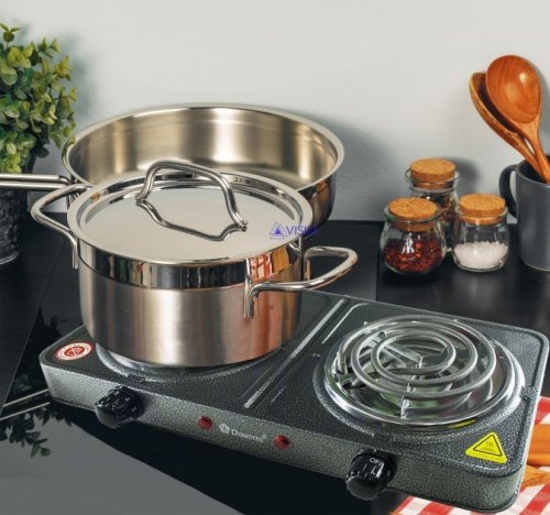 Настільна електроплита Domotec MS-5802, 2 конфорки, компактна для кухні