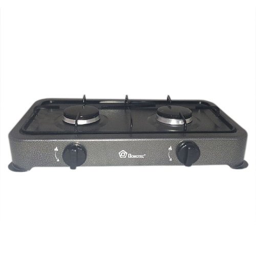 Настільна газова плита Domotec MS-6602 на 2 конфорки, сіра