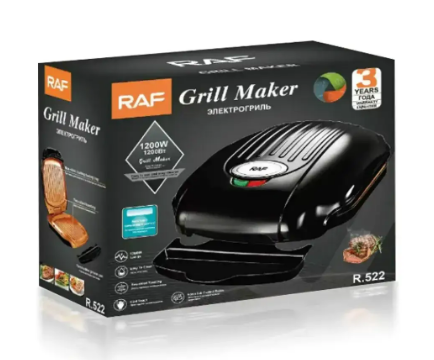Контактний електрогриль RAF R522 притискний, антипригарне покриття, 1200 Вт