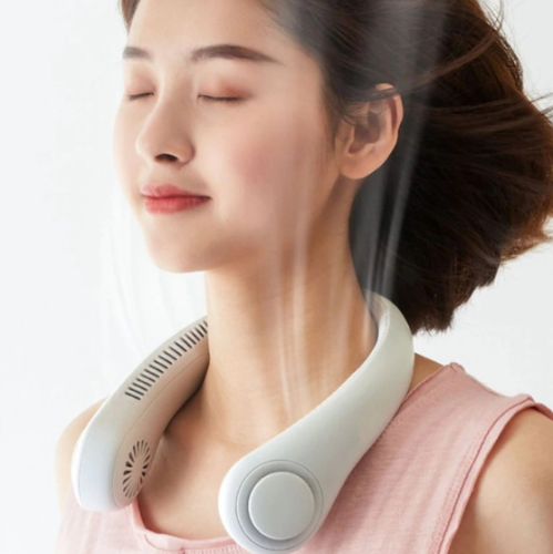 Безлопатевий портативний вентилятор-охолоджувач на шию, 3 режими обдуву для обличчя й шиї