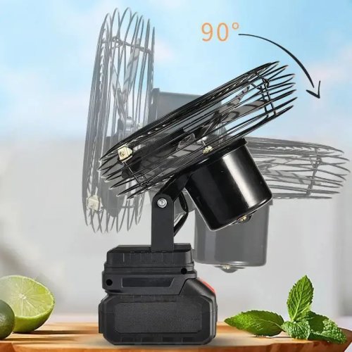 Акумуляторний вентилятор VAP-8 8″ з автоповоротом і USB-зарядкою, 2 батареї 21V