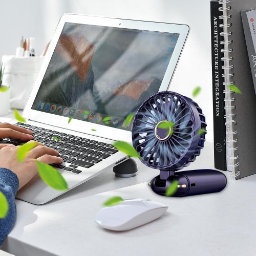 Міні-вентилятор N15 з цифровим дисплеєм і підставкою, акумуляторний, 5 швидкостей