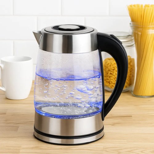 Електрочайник Hoffmans HM-2556 скляний з підсвіткою, шкалою та швидким кип’ятінням, 2000W