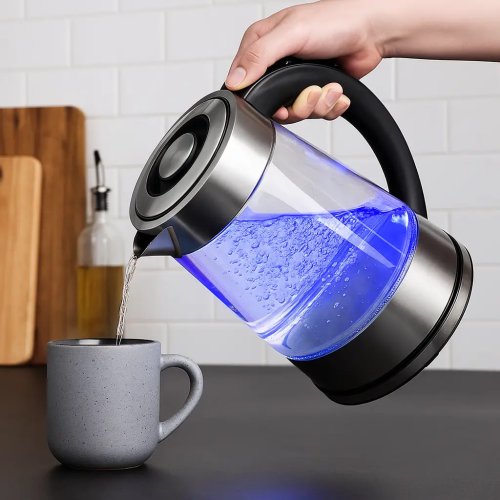 Електрочайник Hoffmans HM-2556 скляний з підсвіткою, шкалою та швидким кип’ятінням, 2000W