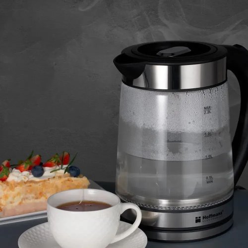 Електрочайник Hoffmans HM-2515 2,2 л скляний для чаю та кави, 1800 Вт