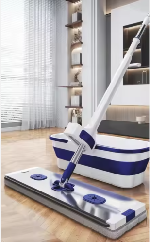 Комплект для миття підлоги 2в1: швабра з віджимом і складане відро для швидкого прибирання