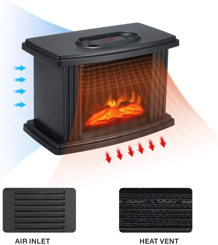 Портативний міні-обігрівач-камін Flame Heater для дому з ефектом полум’я