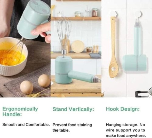 Портативний бездротовий міні-міксер 3-в-1 на акумуляторі (електричний)