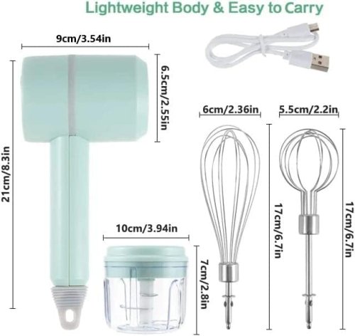 Портативний бездротовий міні-міксер 3-в-1 на акумуляторі (електричний)