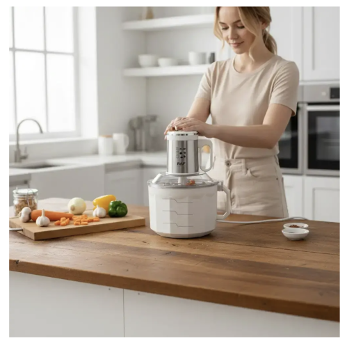 Кухонний комбайн RAF R.7730 (подрібнювач), нерж. сталь, чаша 5 л, 500 Вт