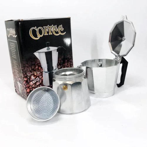 Гейзерна кавоварка UNIQUE UN-1912 270 мл (6 чашок), алюміній, бакелітова ручка, для меленої кави