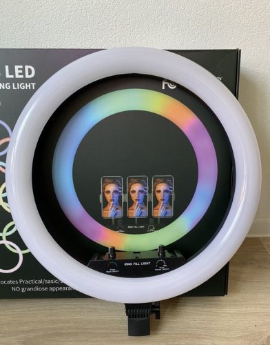 Світлодіодна кільцева RGB-лампа для селфі 45 см з пультом і сумкою (MJ18)