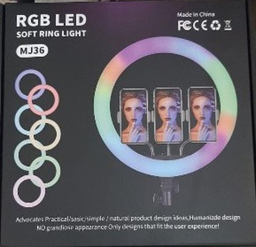 Кільцева RGB LED селфі-лампа 36 см з пультом керування MJ36