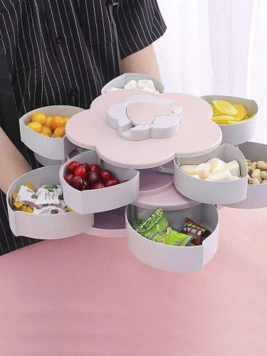 Двоярусна менажниця 2 яруси: тарілка-піднос із секціями для фруктів, закусок і солодощів